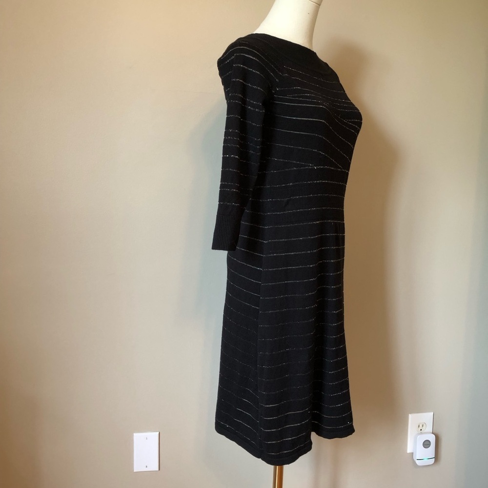 White House/Black Market Elegant Dress Black with Silver Sparkle Lines Size S - Picture 3 of 7